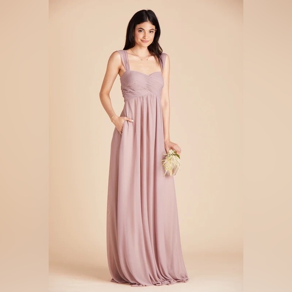 WEDDING GUEST MAXI DRESS CONVERTIBLE MAUVE Birdy Grey MARIA + POCKETS + SLIT - Picture 2 of 16